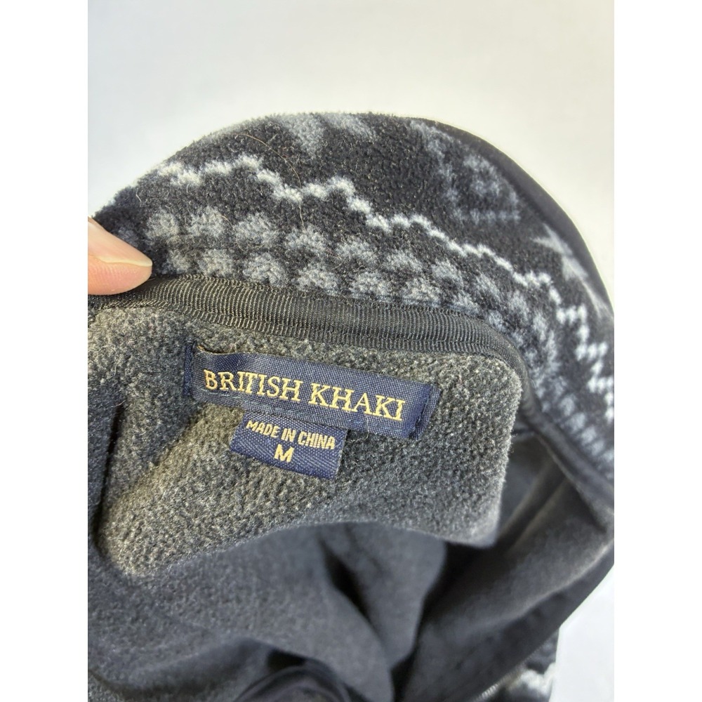 BRITISH KHAKI Women's Fleece Vest Medium Grey Black Fair Isle Nordic Full Zip - Picture 4 of 11